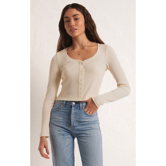 Z Supply Tops - Z Supply Ciana Cropped Waffle Top - Oat Milk NWT SIZE XS S M L